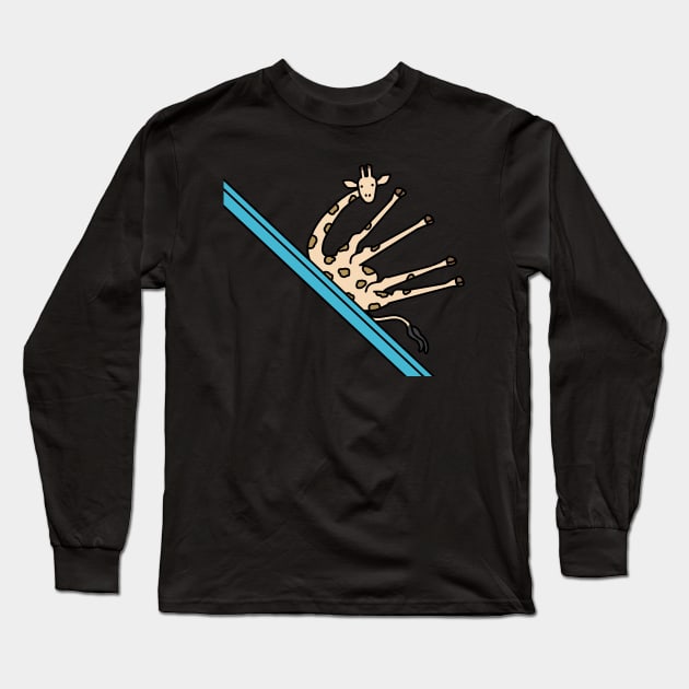 Sliding Giraffe Long Sleeve T-Shirt by Long Neck Designs